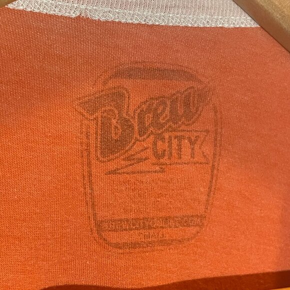 Orange Ringer Women's Tee "Aspen 80" by Brew City Cotton Size Small - Picture 2 of 5